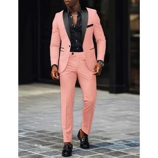 Anzug Herren Slim Fit Mit Satin Revers