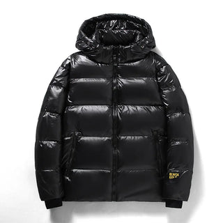 Damen Daunenjacke Mit Kapuze & Glänzendem Finish