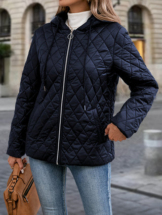 Damen Steppjacke Mit Kapuze Und Diamant-Steppmuster | Übergangs