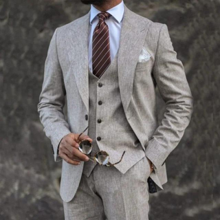 Herren Anzug Dreiteilig Mit Weste & Slim Fit