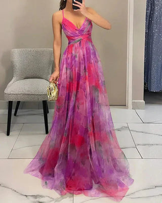 Alina | Damen luftiges Abendkleid | Maxi