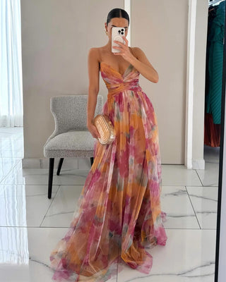 Alina | Damen luftiges Abendkleid | Maxi