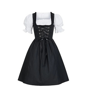 Amara | Damen Schwarze Midi Oktoberfest Kleid | 2025