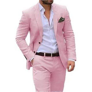 Anzug Herren Leinen Slim Fit Mit Revers