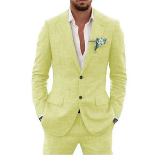 Anzug Herren Leinen Slim Fit Mit Revers