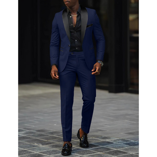 Anzug Herren Slim Fit Mit Satin Revers