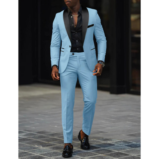 Anzug Herren Slim Fit Mit Satin Revers