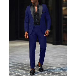Anzug Herren Slim Fit Mit Satin Revers