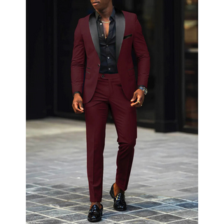 Anzug Herren Slim Fit Mit Satin Revers