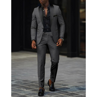 Anzug Herren Slim Fit Mit Satin Revers