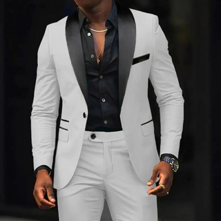 Anzug Herren Slim Fit Mit Satin Revers