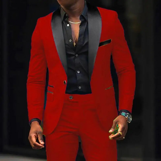 Anzug Herren Slim Fit Mit Satin Revers