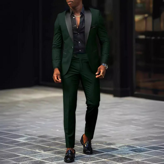 Anzug Herren Slim Fit Mit Satin Revers