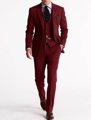 Anzug Herren Tweed Mit Weste & Eleganter Passform