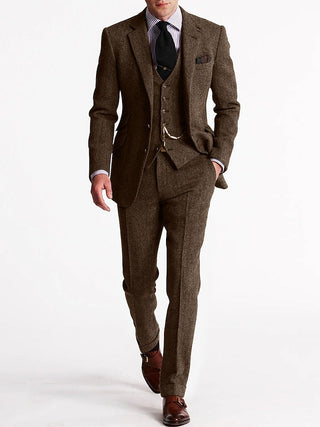 Anzug Herren Tweed Mit Weste & Eleganter Passform