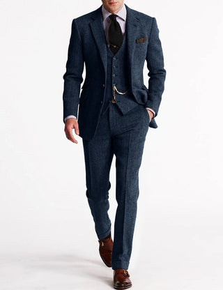 Anzug Herren Tweed Mit Weste & Eleganter Passform