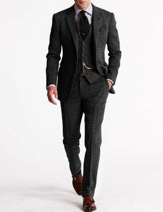 Anzug Herren Tweed Mit Weste & Eleganter Passform