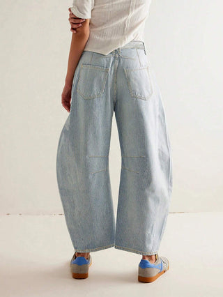 Baggy Damen Jeans Mit Ziernähten | Weit