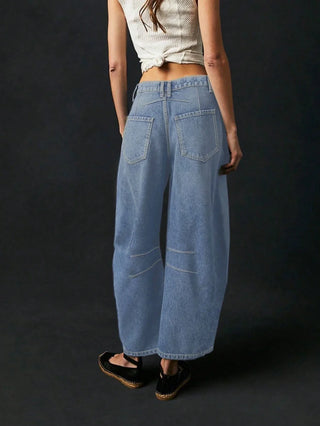 Baggy Damen Jeans Mit Ziernähten | Weit