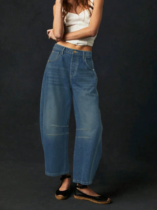 Baggy Damen Jeans Mit Ziernähten | Weit