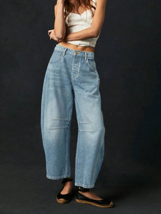 Baggy Damen Jeans Mit Ziernähten | Weit
