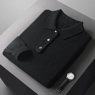 Caspian | Herren Langärmliges Strick-Poloshirt