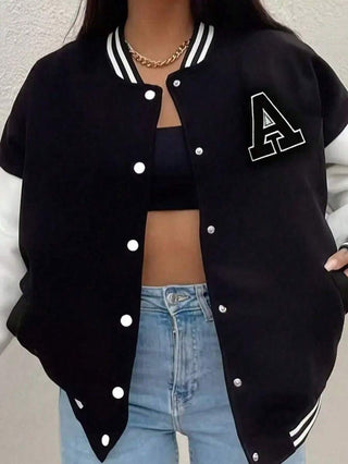 College Jacke Damen Mit Buchstaben-Applikation | Oversize Schnitt