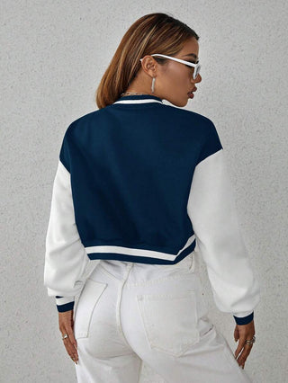 College Jacke Damen Mit Kontrastärmeln | Kurz Geschnitten