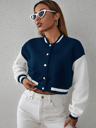 College Jacke Damen Mit Kontrastärmeln | Kurz Geschnitten
