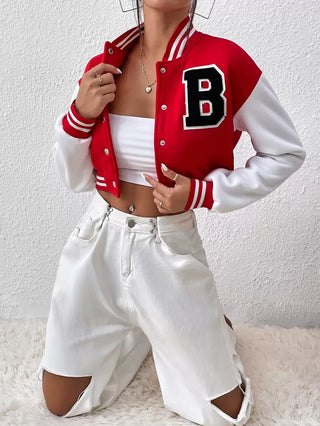 College Jacke Damen Mit Kontrastärmeln | Kurzer Schnitt