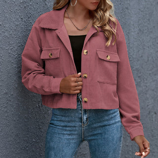 Cord Damen Übergangsjacke Mit Knöpfen | Kurz