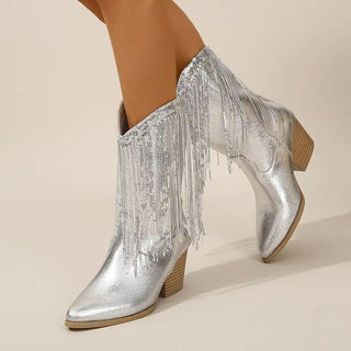 Cowboy Stiefel Damen Glänzend Fransen | Partylook