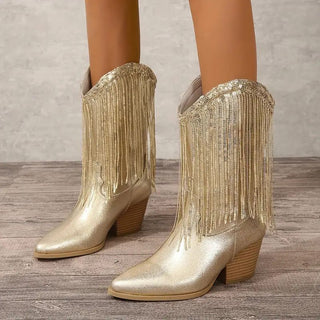 Cowboy Stiefel Damen Glänzend Fransen | Partylook