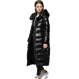 Damen Daunenjacke Mit Hohem Kragen In Langer Form | Winter