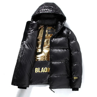 Damen Daunenjacke Mit Kapuze & Glänzendem Finish