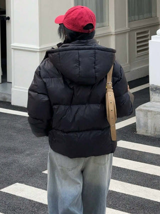 Damen Daunenjacke Mit Kapuze Im Kurzen Puffer-Stil | Winter