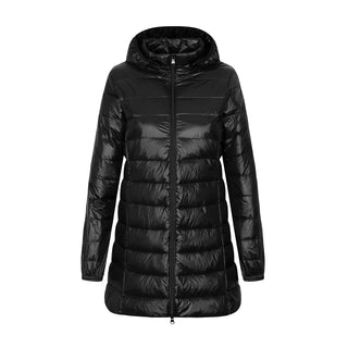 Damen Daunenjacke Mit Kapuze & Langem Schnitt