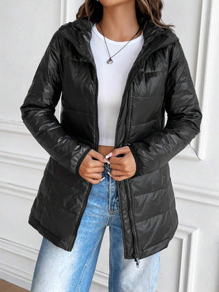 Damen Daunenjacke Mit Kapuze Und Taillierter Form | Lang