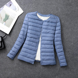 Damen Daunenjacke Mit Knöpfen & Kurzem Schnitt