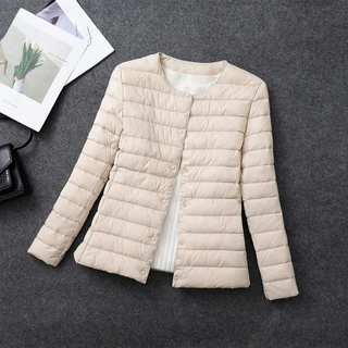Damen Daunenjacke Mit Knöpfen & Kurzem Schnitt