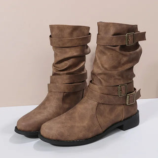 Damen Dirndl Stiefel mit Schnalle | Lässiger Stil