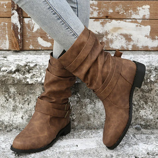 Damen Dirndl Stiefel mit Schnalle | Lässiger Stil