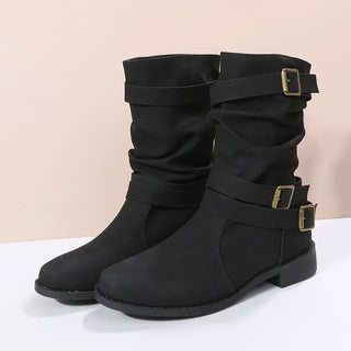 Damen Dirndl Stiefel mit Schnalle | Lässiger Stil