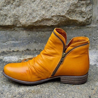 Damen Flache Stiefeletten Mit Doppelreißverschluss | Bequem