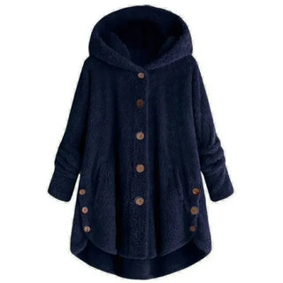 Damen Fleecejacke Mit Kapuze & Knöpfen | Casual