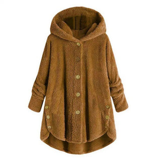 Damen Fleecejacke Mit Kapuze & Knöpfen | Casual