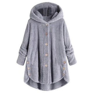 Damen Fleecejacke Mit Kapuze & Knöpfen | Casual