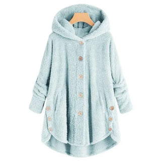 Damen Fleecejacke Mit Kapuze & Knöpfen | Casual