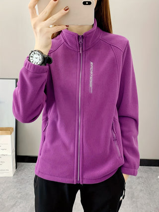 Damen Fleecejacke Mit Reißverschluss Und Hohem Kragen | Sportlich