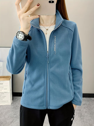 Damen Fleecejacke Mit Reißverschluss Und Hohem Kragen | Sportlich